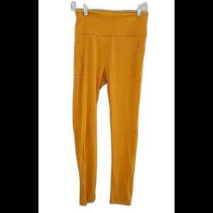 Jvini Sport High-Waisted Yellow Yoga Leggings with Pockets NWT Size Medium